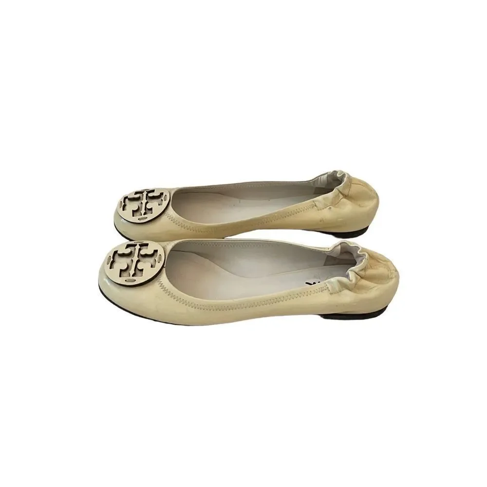 Tory Burch Women's White Patent Leather Slip On Ballet Flats Size 7